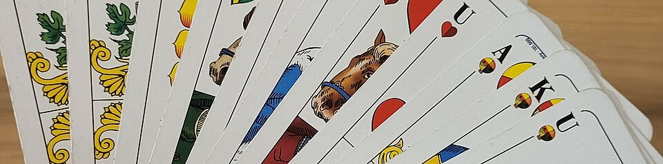 Binokelturnier Spielkarten eine Binokelspiels aufgefächert